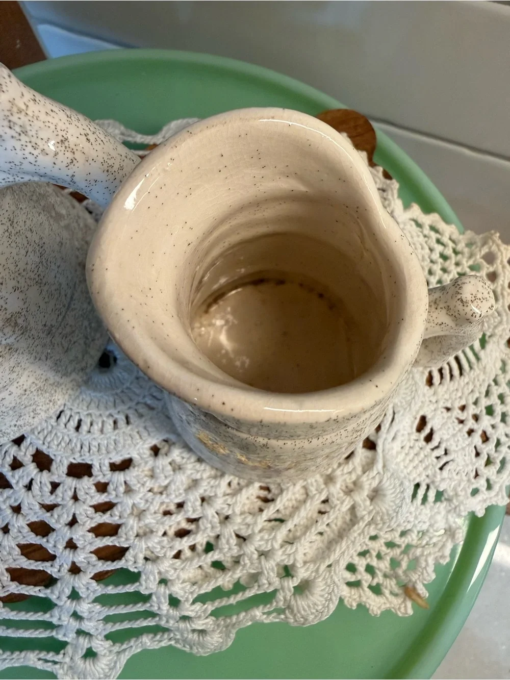 Ceramic Syrup and Butter Pitcher Set - Speckled White